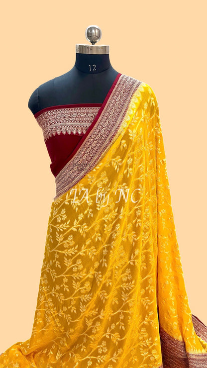 Amber Banarasi Pure Khaddi Georgette Saree