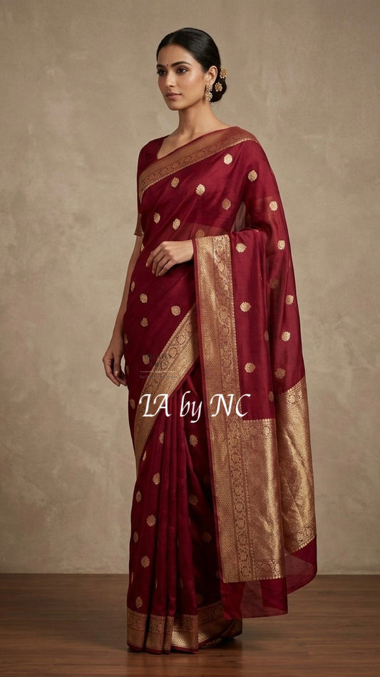 Sangria Banarasi Pure Kora Silk Kadwa Saree