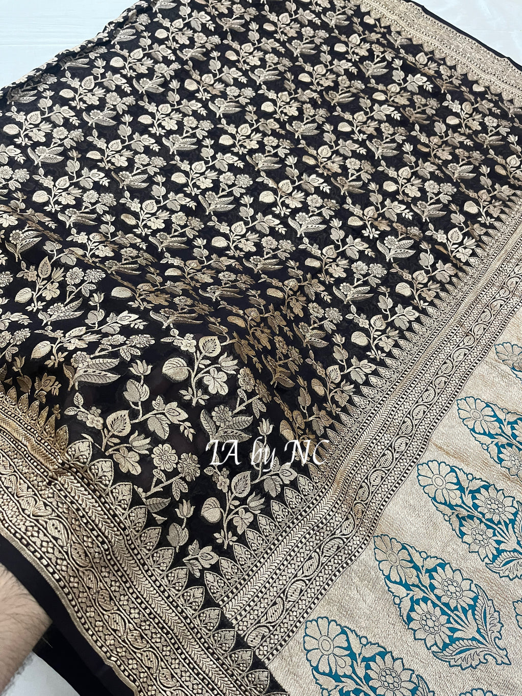 Black Banarasi Pure Khaddi Georgette Saree