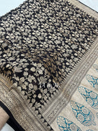 Black Banarasi Pure Khaddi Georgette Saree