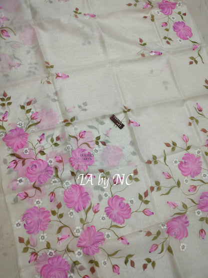 White Banarasi Pure Kora Organza Saree
