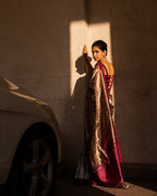Barn Banarasi Pure Tissue Silk Saree - Satin Border