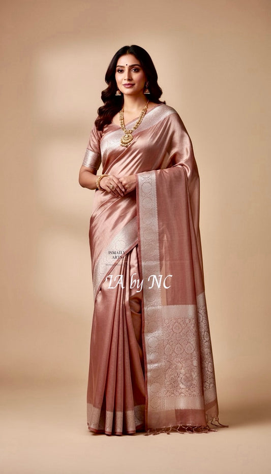 Burgundy Banarasi Pure Tissue Silk Saree