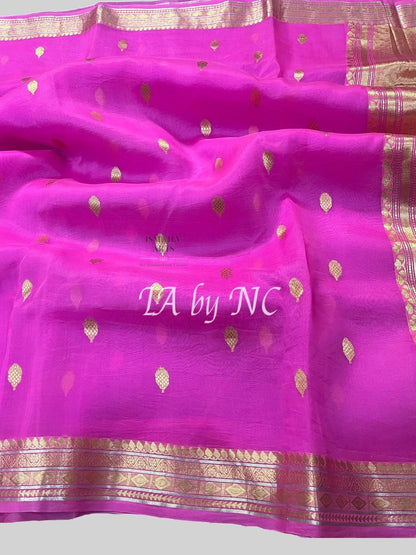 Neon Banarasi Pure Kora Organza Kadwa Saree