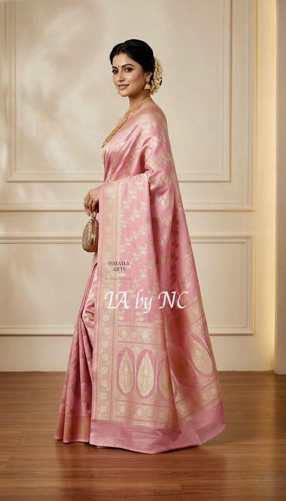 Flamingo Banarasi Mashru Katan Silk Saree