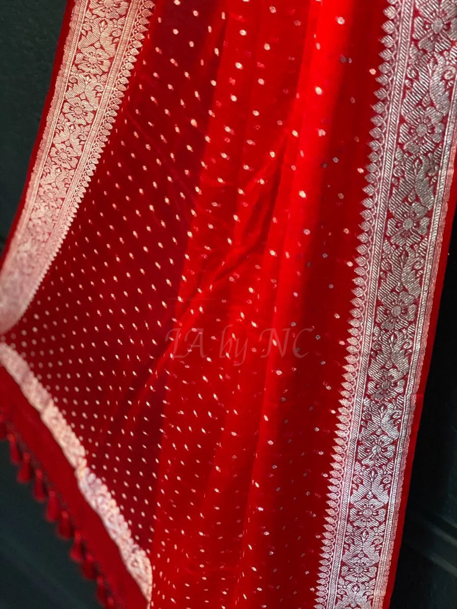 Crimson Banarasi Pure Khaddi Georgette Dupatta