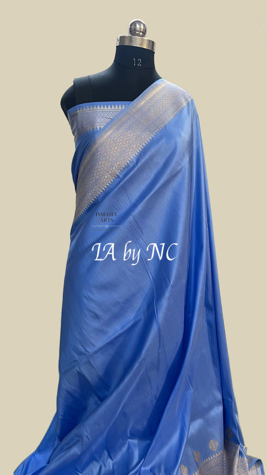 Cornflower Banarasi Pure Katan Silk Pattu Sona Rupa Saree