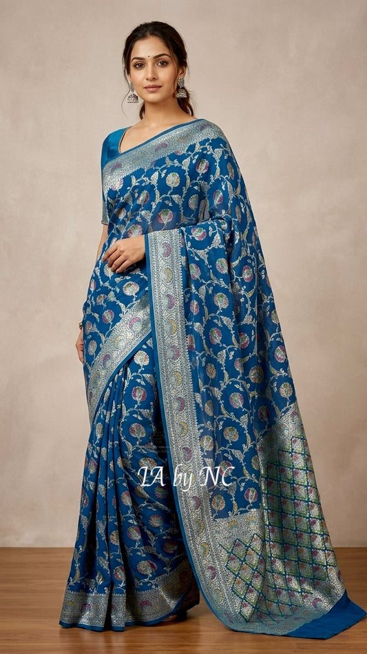 Sapphire Banarasi Pure Khaddi Georgette Saree