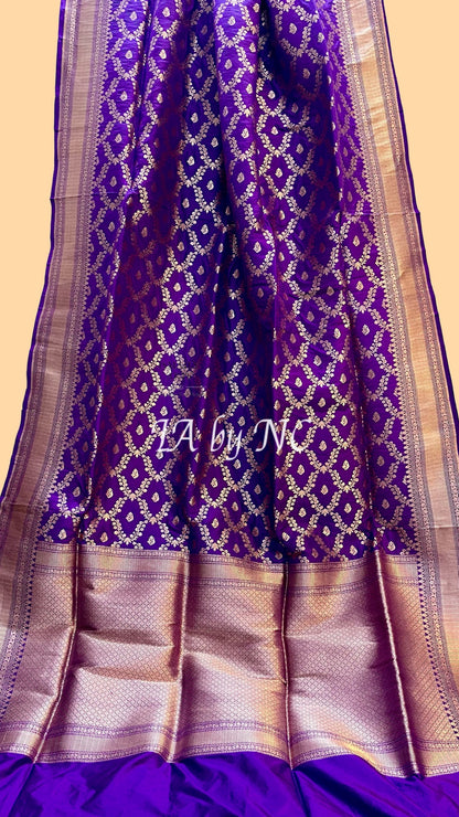 Grape Banarasi Pure Katan Silk Pattu Saree