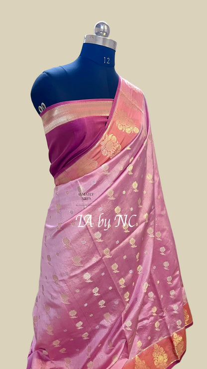 Mulberry Banarasi Pure Katan Silk Raw Mango Saree