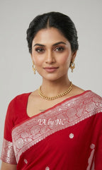 Crimson Banarasi Pure Khaddi Georgette Kadwa Saree