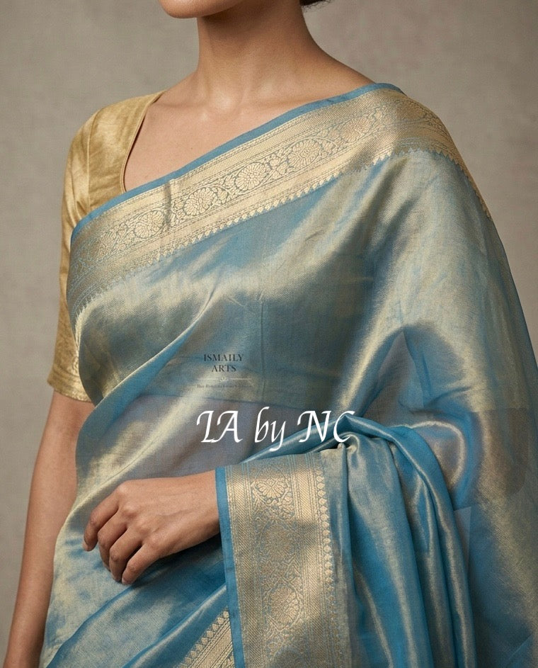 Prussian Banarasi Pure Tissue Silk Saree