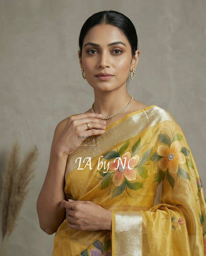 Bumblebee Banarasi Pure Tissue Silk Saree