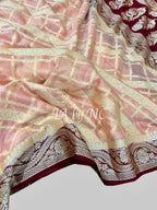 Peach Banarasi Pure Chiffon Georgette Saree