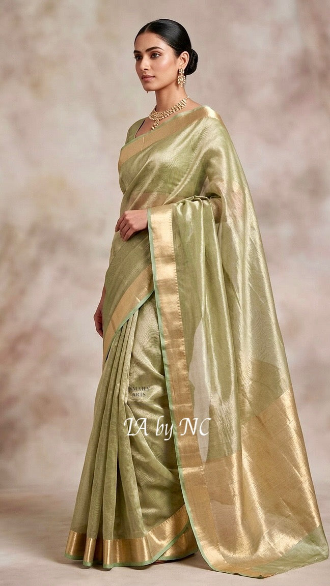 Moss Banarasi Pure Tissue Silk Saree