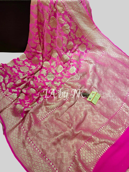 Pink Banarasi Pure Khaddi Georgette Saree