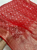 Crimson Banarasi Pure Khaddi Georgette Sona Rupa Saree