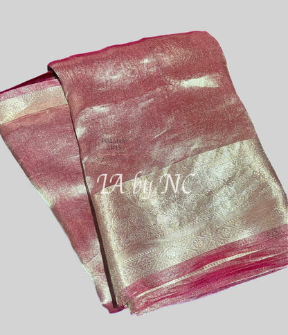 Carmine Banarasi Pure Tissue Silk Saree