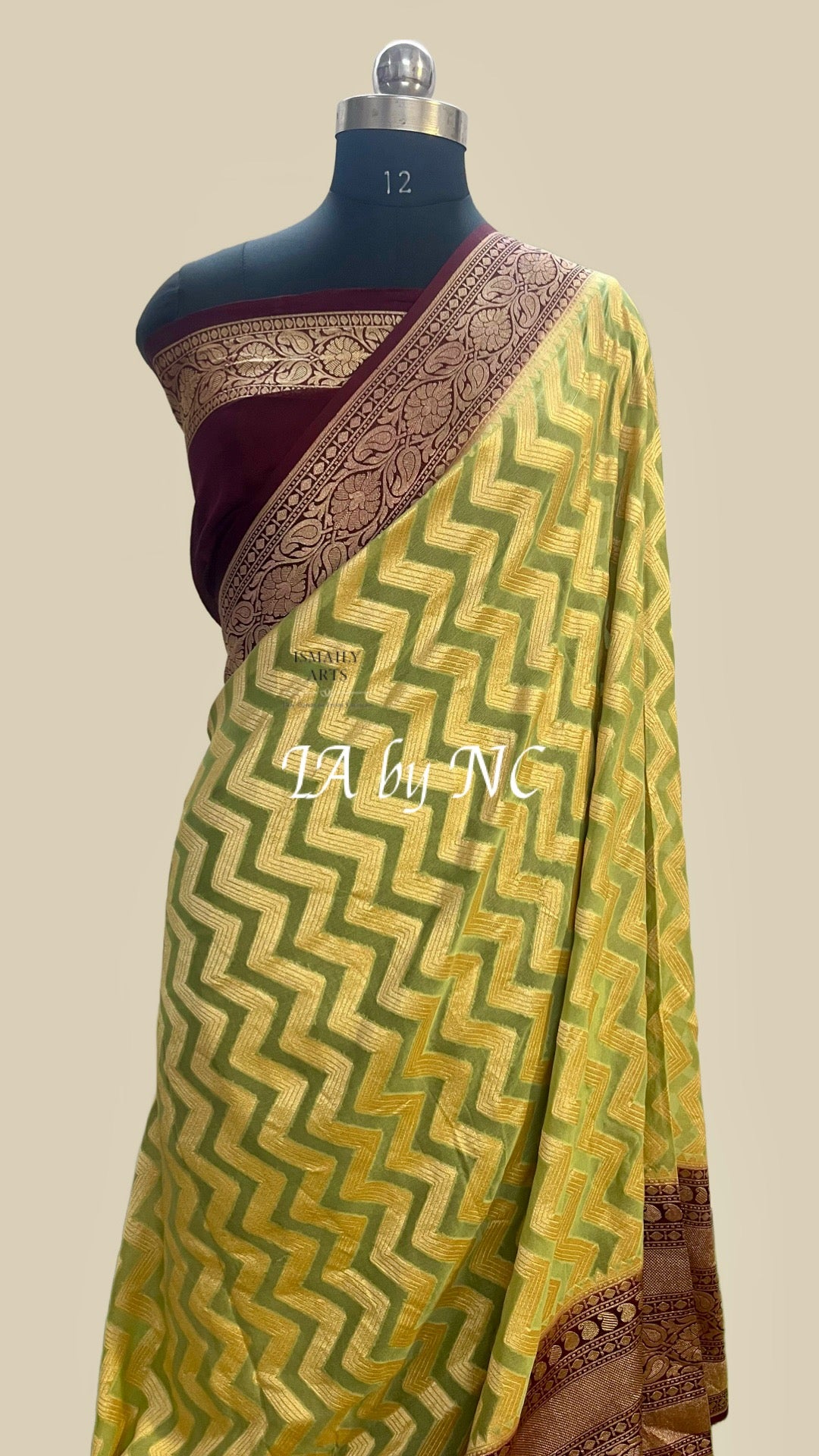 Lime Peel Banarasi Pure Khaddi Georgette Saree