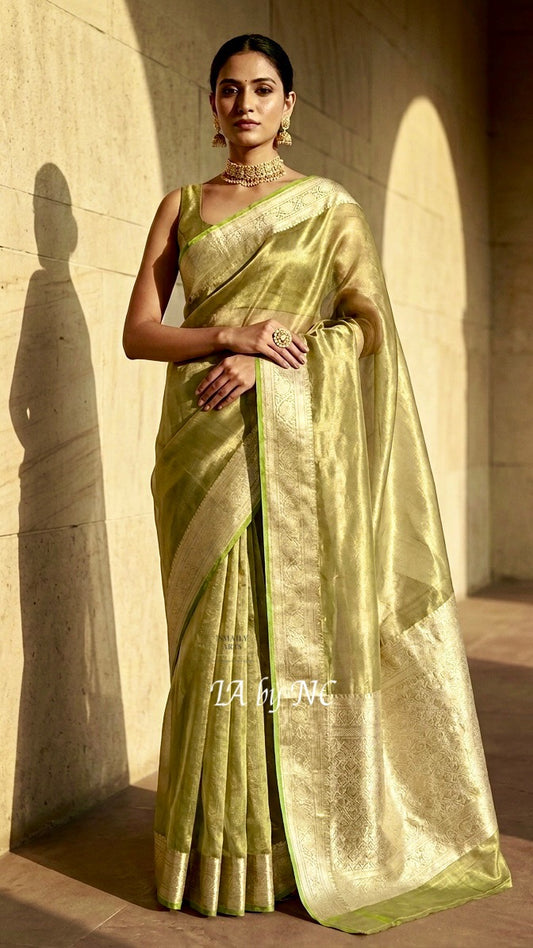 Sage Banarasi Pure Tissue Silk Saree