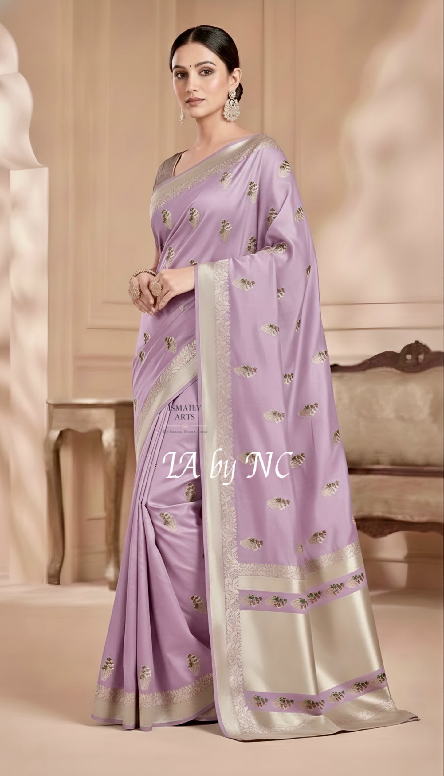 Thistle Banarasi Mashru Katan Silk Meenakari Saree