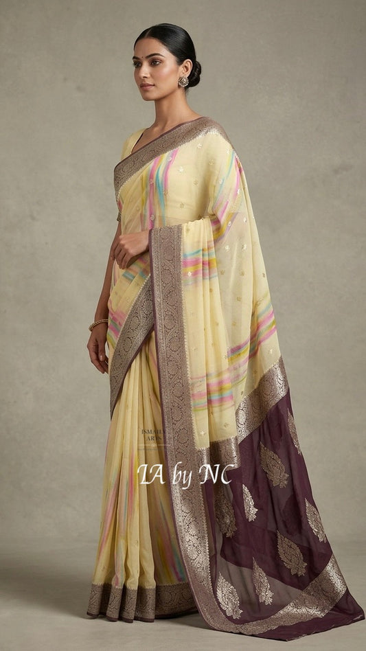 Chestnut Banarasi Pure Khaddi Georgette Kadwa Saree