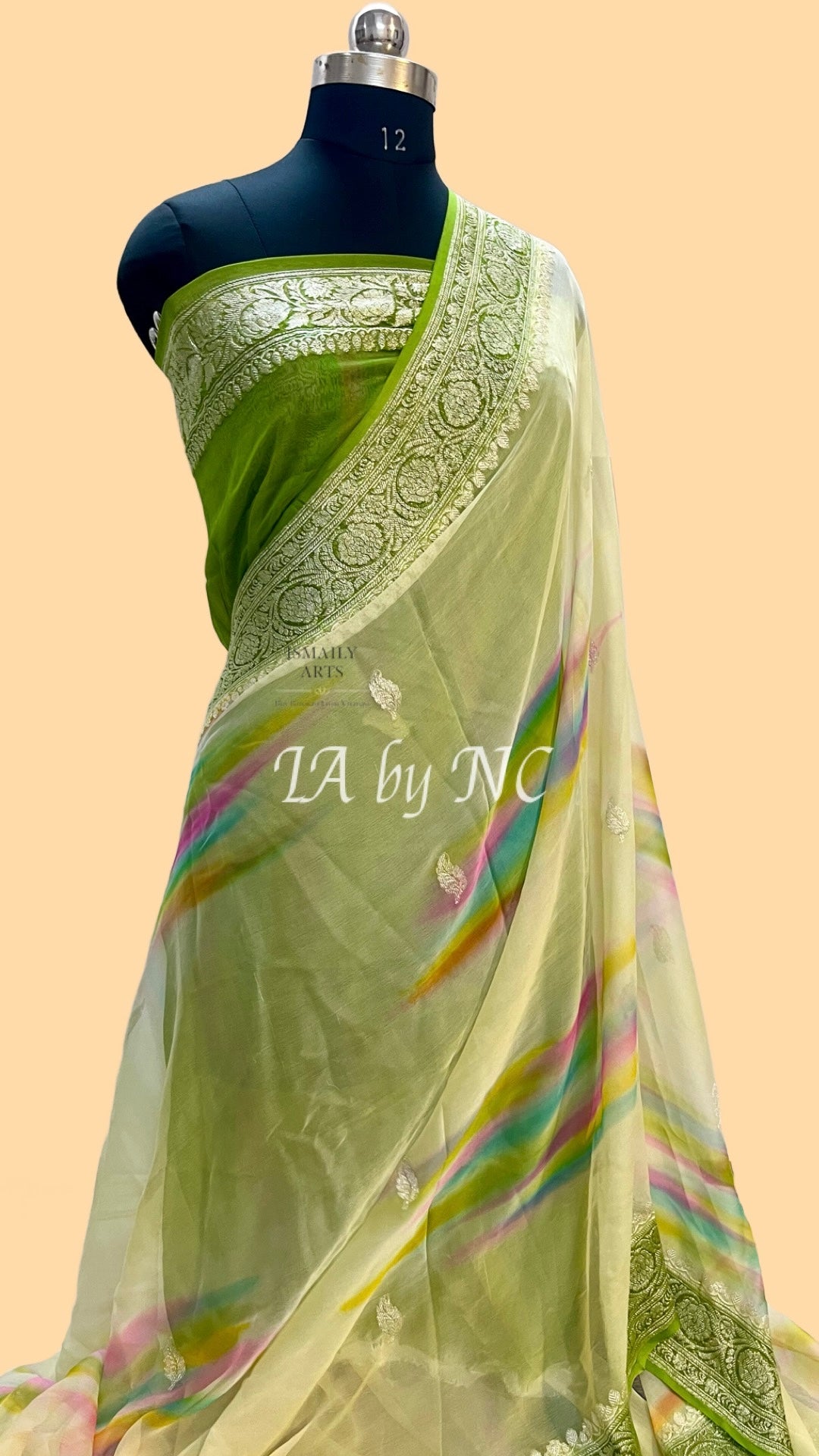 Olive Banarasi Pure Khaddi Georgette Kadwa Saree