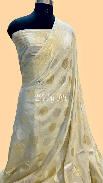 White Banarasi Pure Munga Silk Saree