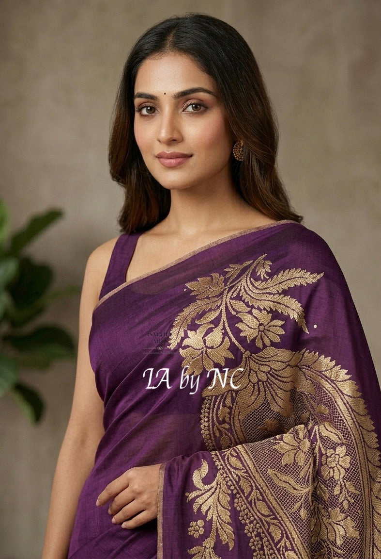 Byzantine Banarasi Pure Munga Silk Brocade Saree
