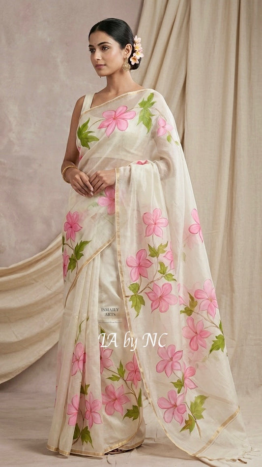 Offwhite Banarasi Pure Kora Organza Saree