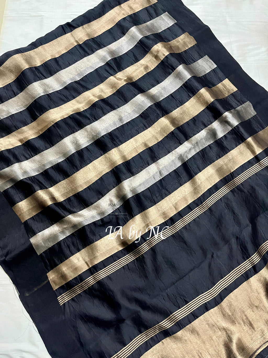 Black Banarasi Pure Tissue Silk Saree - Satin Border