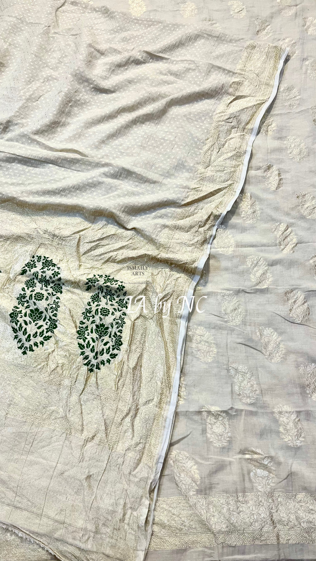 Beige Banarasi Pure Munga Silk Dress Material