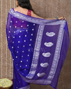 Navy Banarasi Pure Khaddi Georgette Kadwa Saree