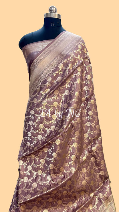 Mauve Banarasi Pure Katan Silk Pattu Saree