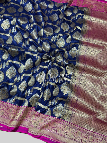 Navy Banarasi Pure Katan Silk Pattu Saree