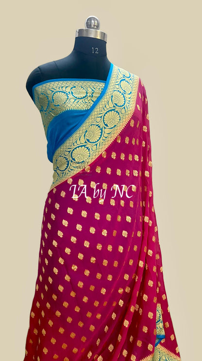 Mulberry Banarasi Pure Khaddi Georgette Saree
