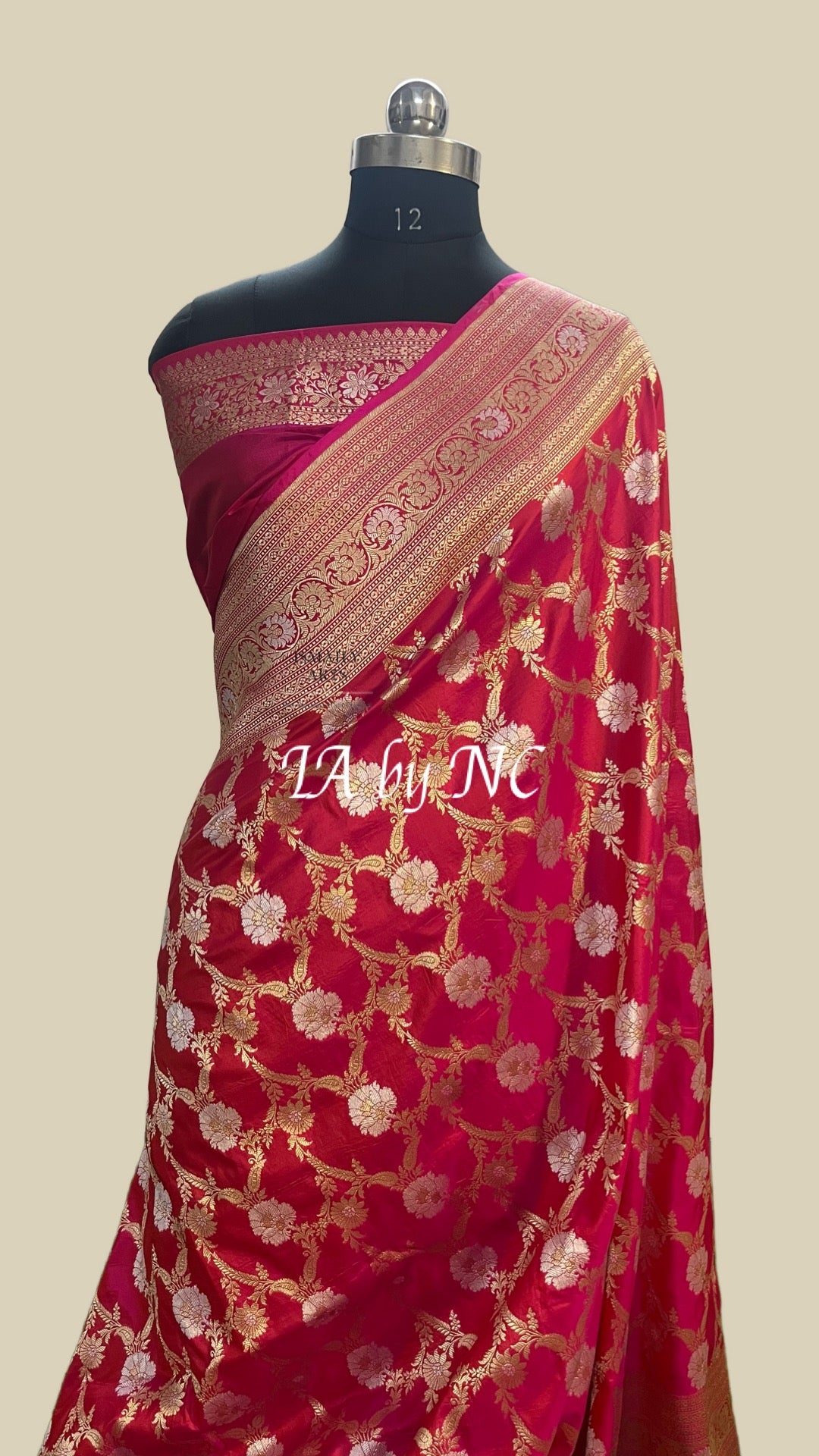 Cerise Banarasi Pure Katan Silk Pattu Sona Rupa Saree