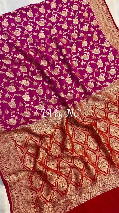 Rani Banarasi Pure Khaddi Georgette Saree