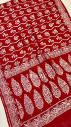 Crimson Banarasi Pure Khaddi Georgette Saree