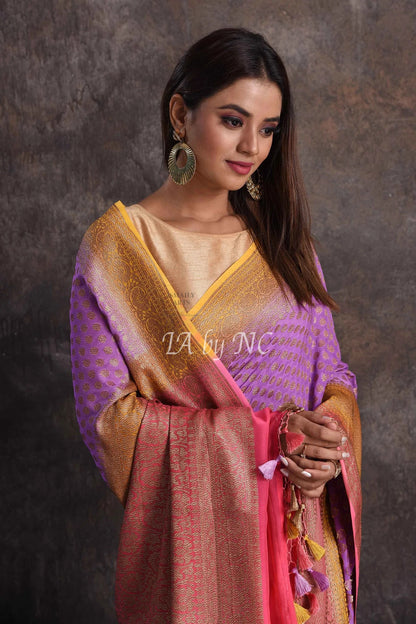 Orchid Banarasi Pure Khaddi Georgette Saree