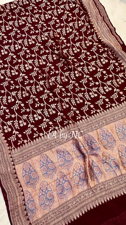 Hickory Banarasi Pure Khaddi Georgette Saree