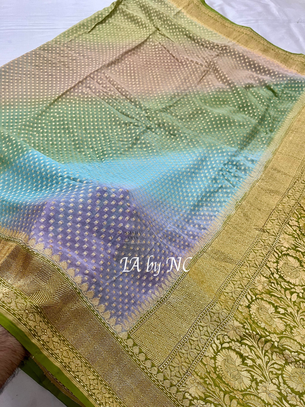 Moss Banarasi Pure Khaddi Georgette Saree