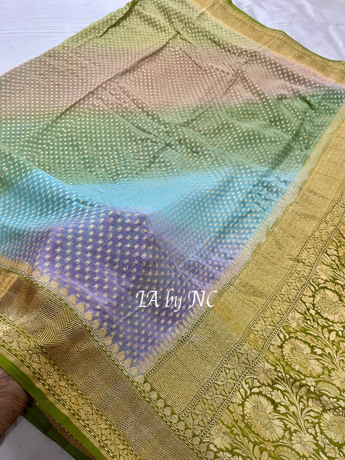 Moss Banarasi Pure Khaddi Georgette Saree