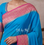 Azure Banarasi Pure Chiffon Georgette Saree