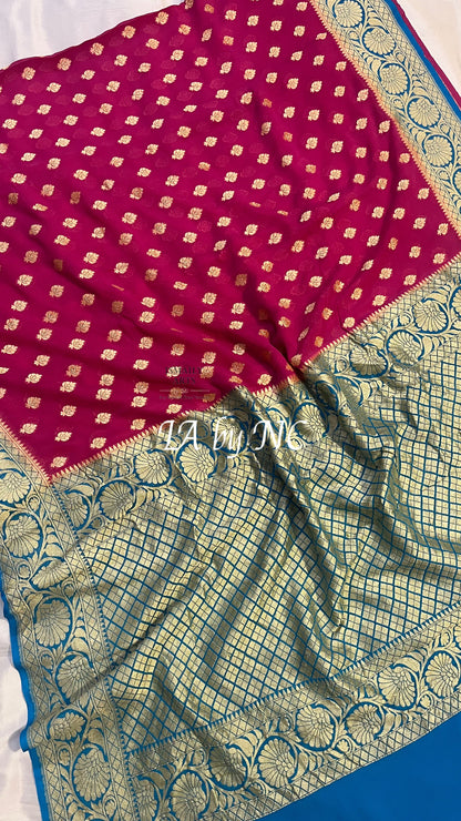 Mulberry Banarasi Pure Khaddi Georgette Saree