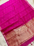 Fuschia Banarasi Pure Kora Silk Kadwa Saree