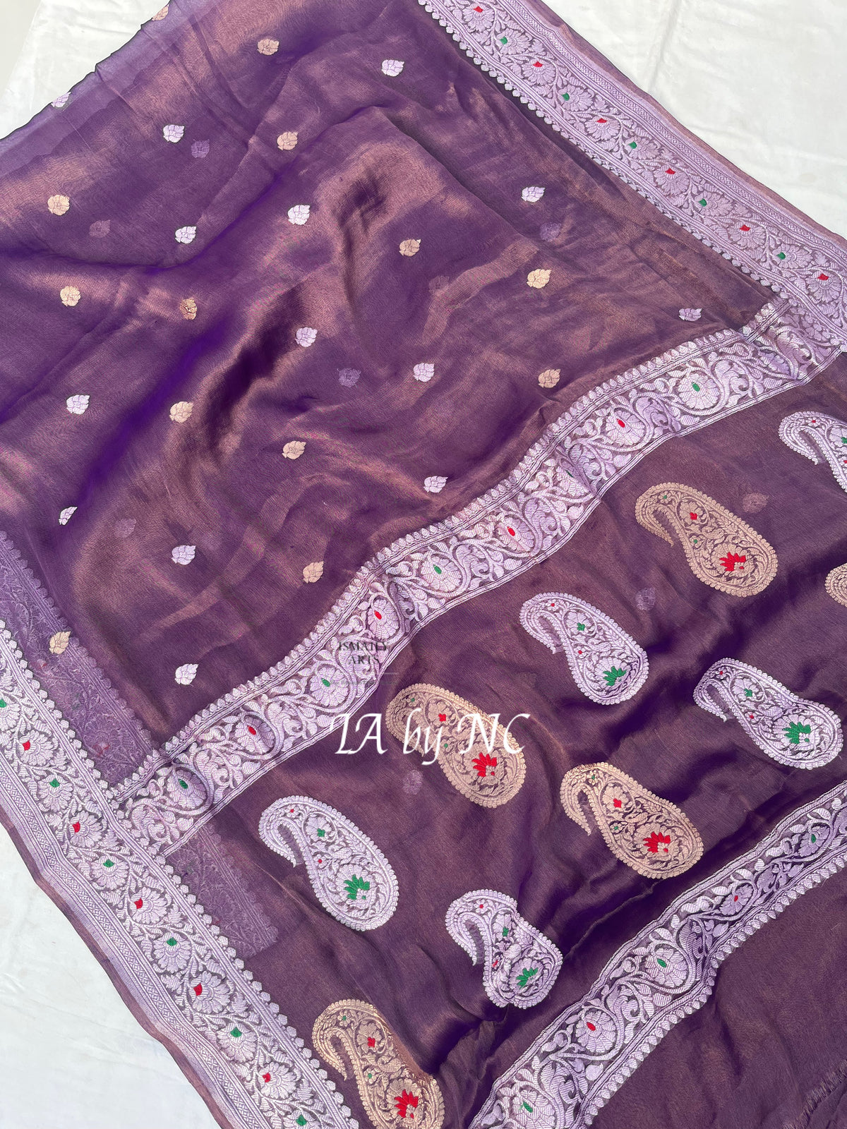 Byzantine Banarasi Pure Khaddi Tissue Georgette Kadwa Saree