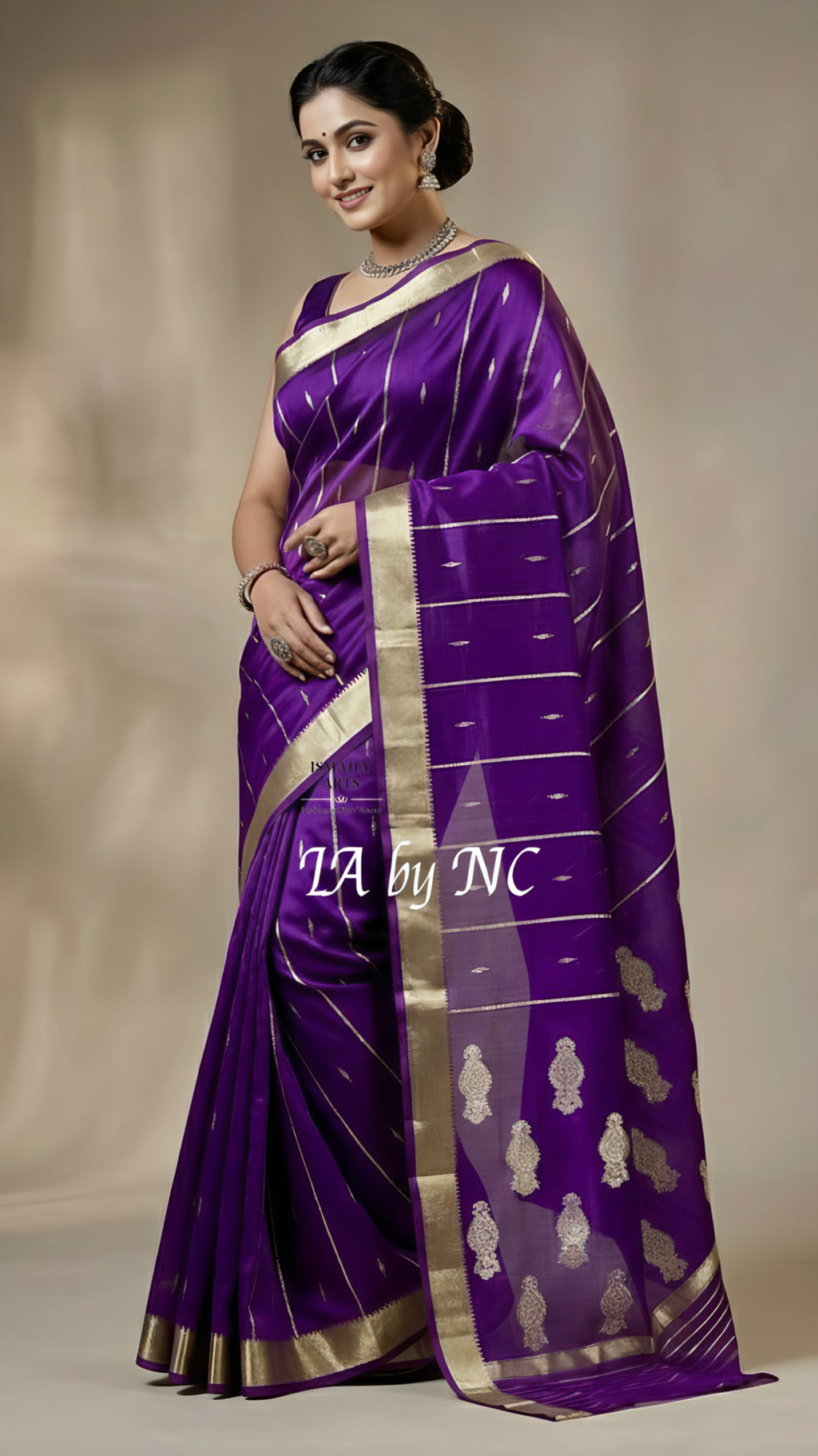 Grape Banarasi Pure Kora Organza Kadwa Saree