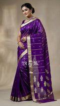 Grape Banarasi Pure Kora Organza Kadwa Saree