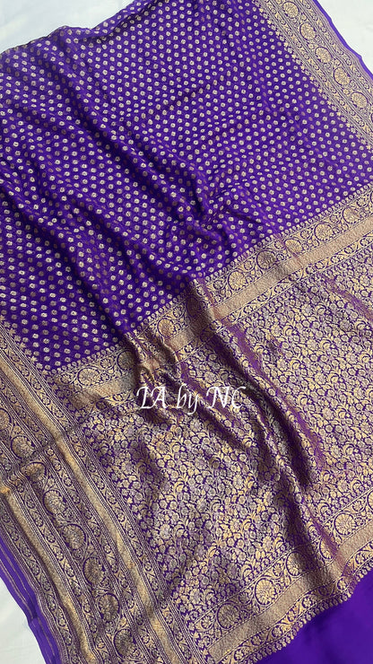 Purple Banarasi Pure Khaddi Georgette Saree